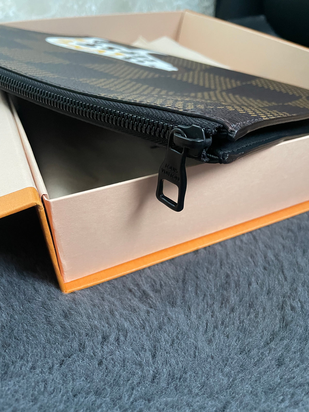Louis Vuitton x NIGO Pochette Jour Clutch Bag, Damier Ebene Giant GM Brown
