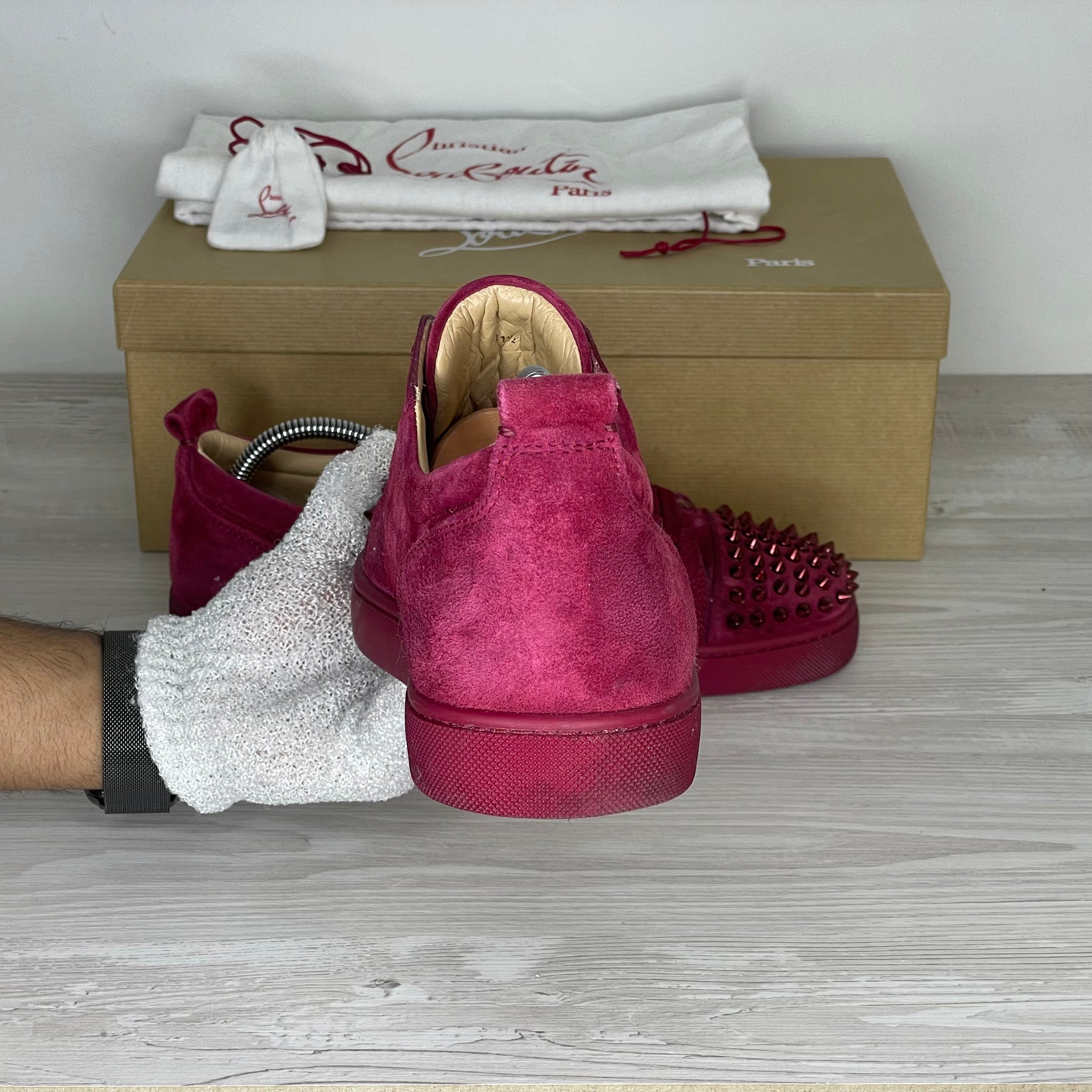 Christian Louboutin Sneakers, 'Sanguine' Junior Spikes (41.5) 📍