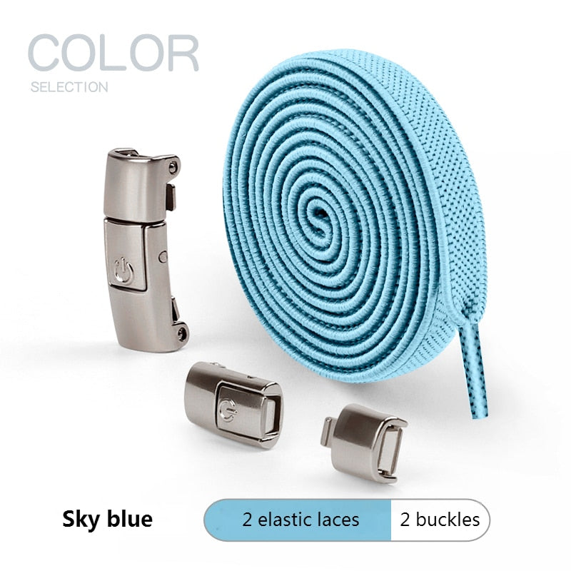 No Tie Shoe, laces Press Lock Shoelaces without ties Elastic Laces Sneaker Kids Adult 8MM Widened Flat Shoelace for Shoes