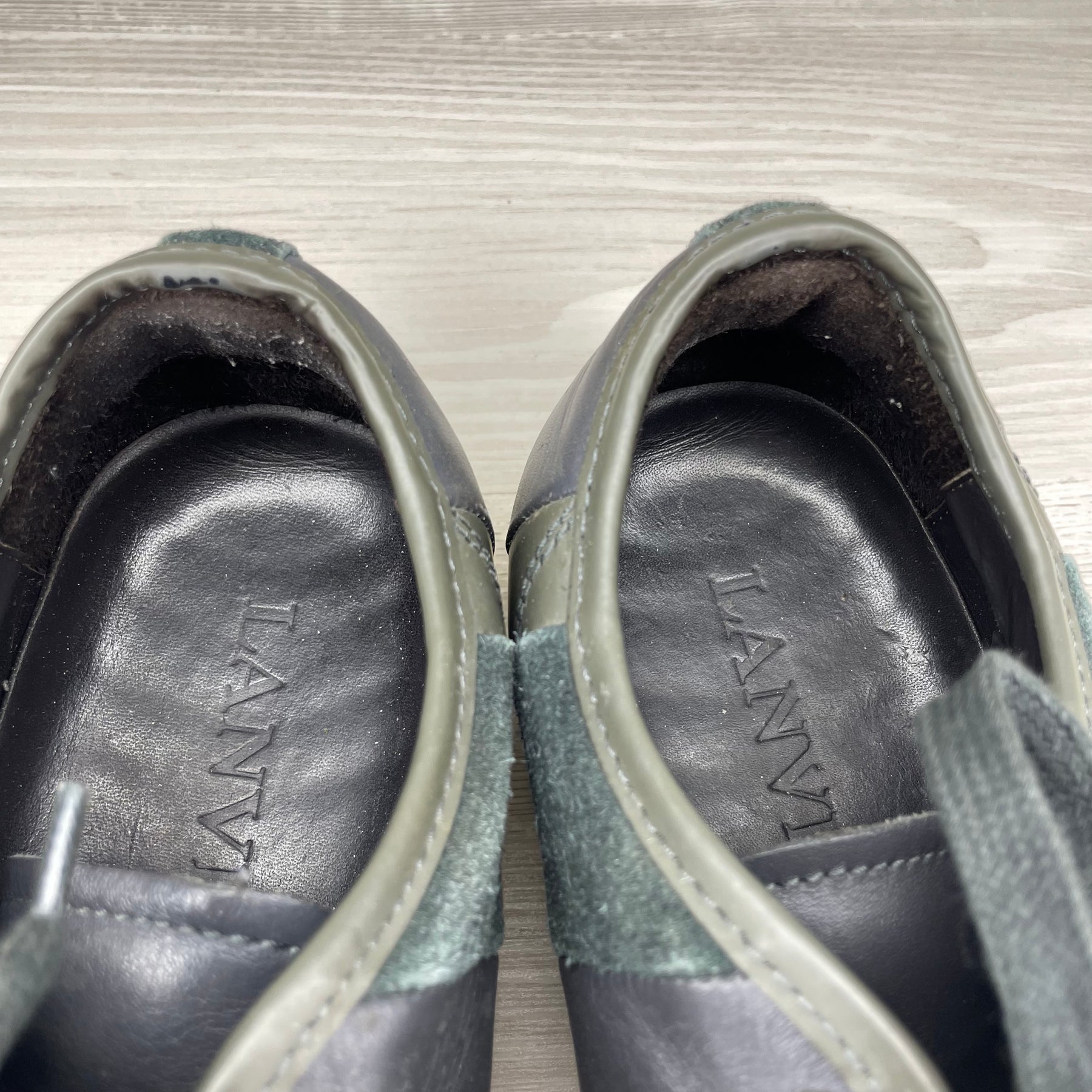 Lanvin Sneakers, 'Army Green Suede' Mat Toe (39)