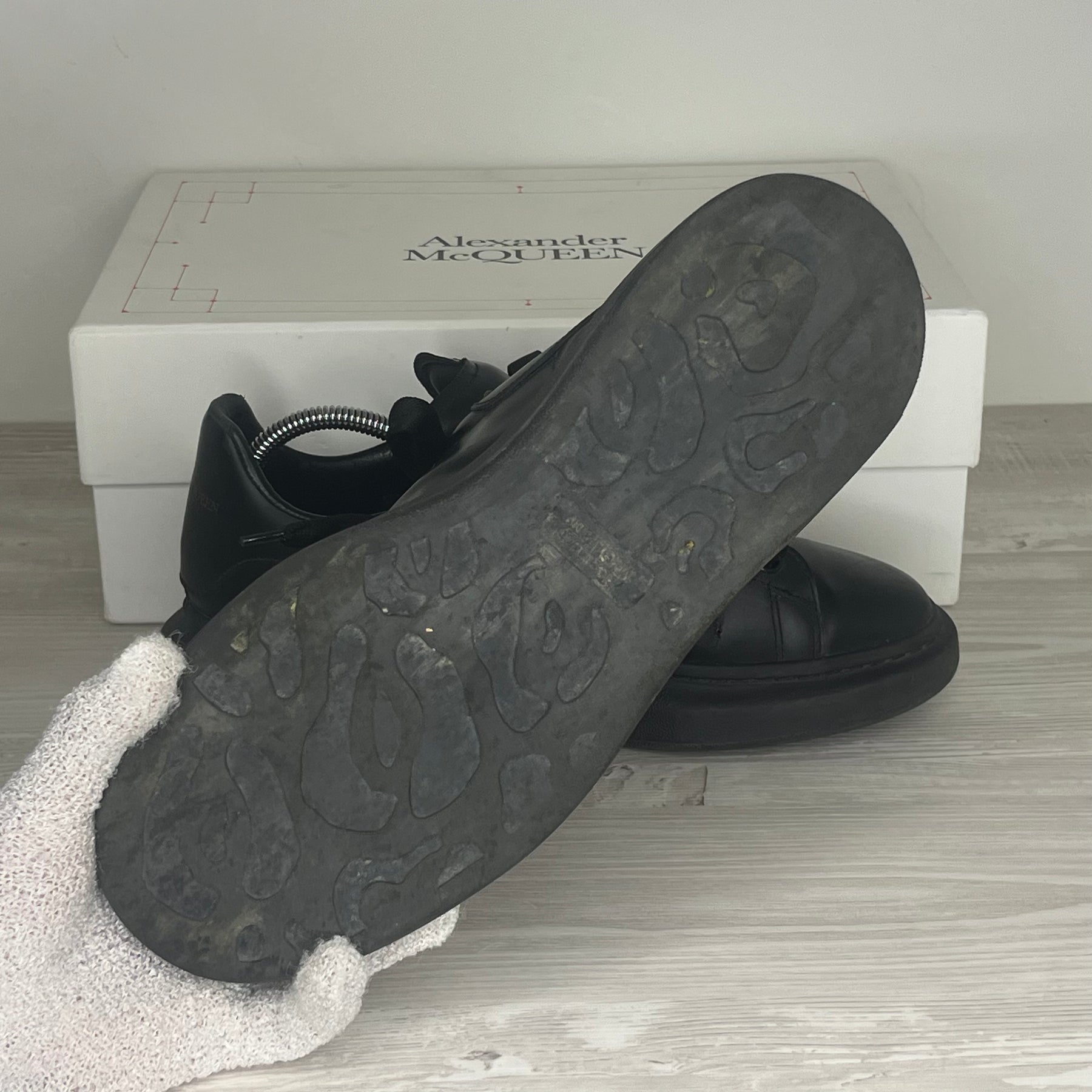 Alexander McQueen Sneakers, 'Sort Læder' Oversized (42.5)