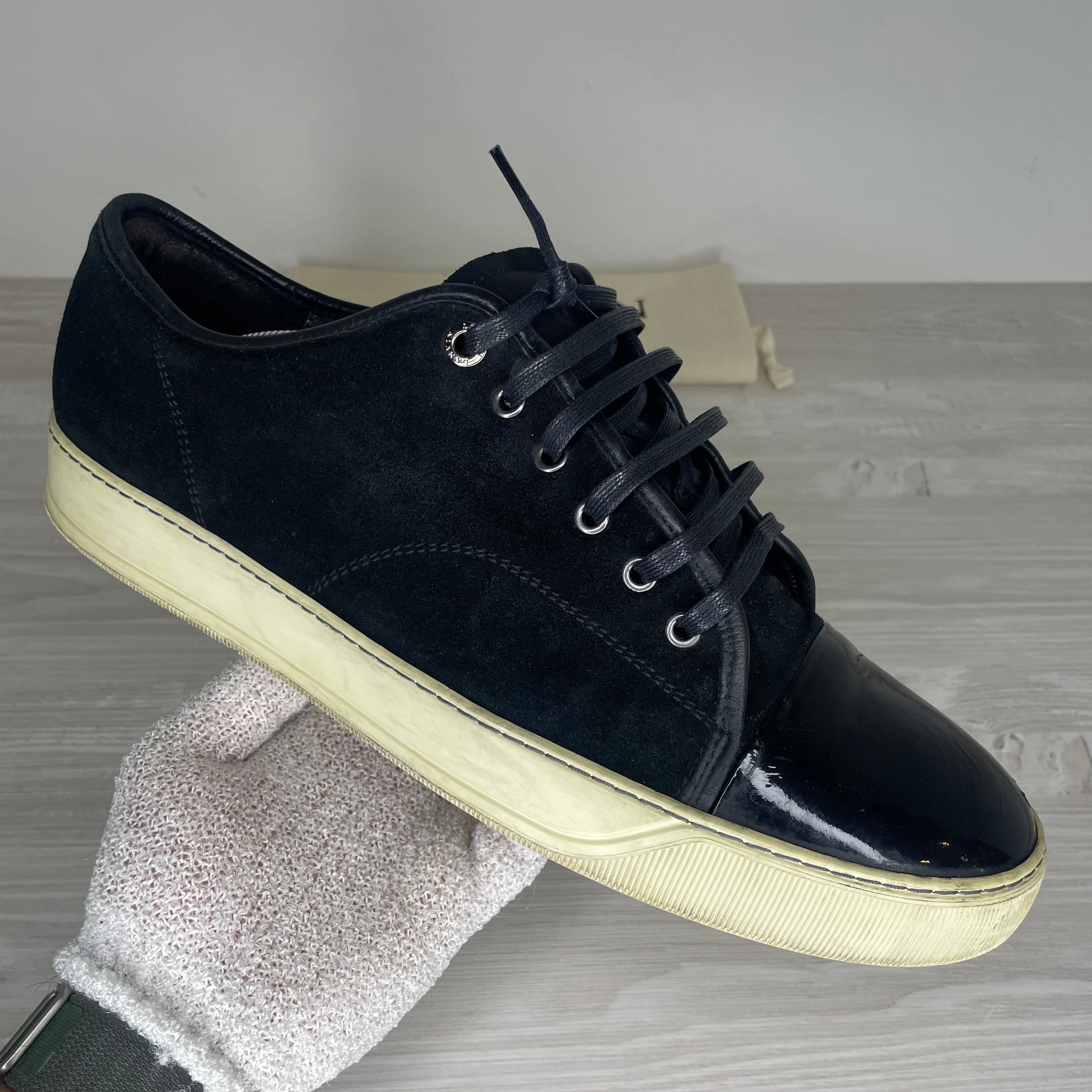 Lanvin Sneakers, 'Black Suede' Lak Toe (46)