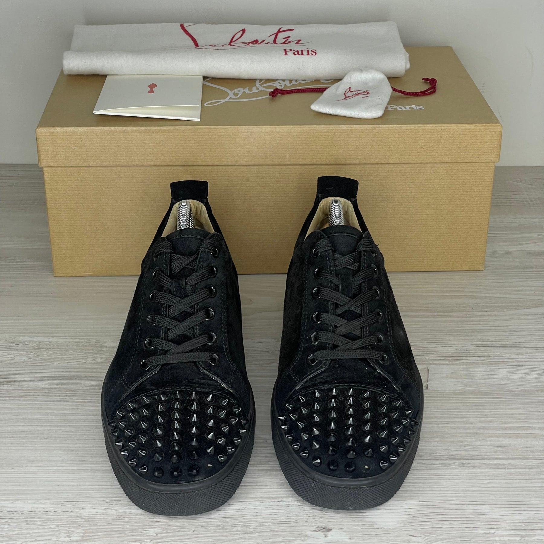 Christian Louboutin Sneakers, 'Black Suede' Junior Spikes (39.5)