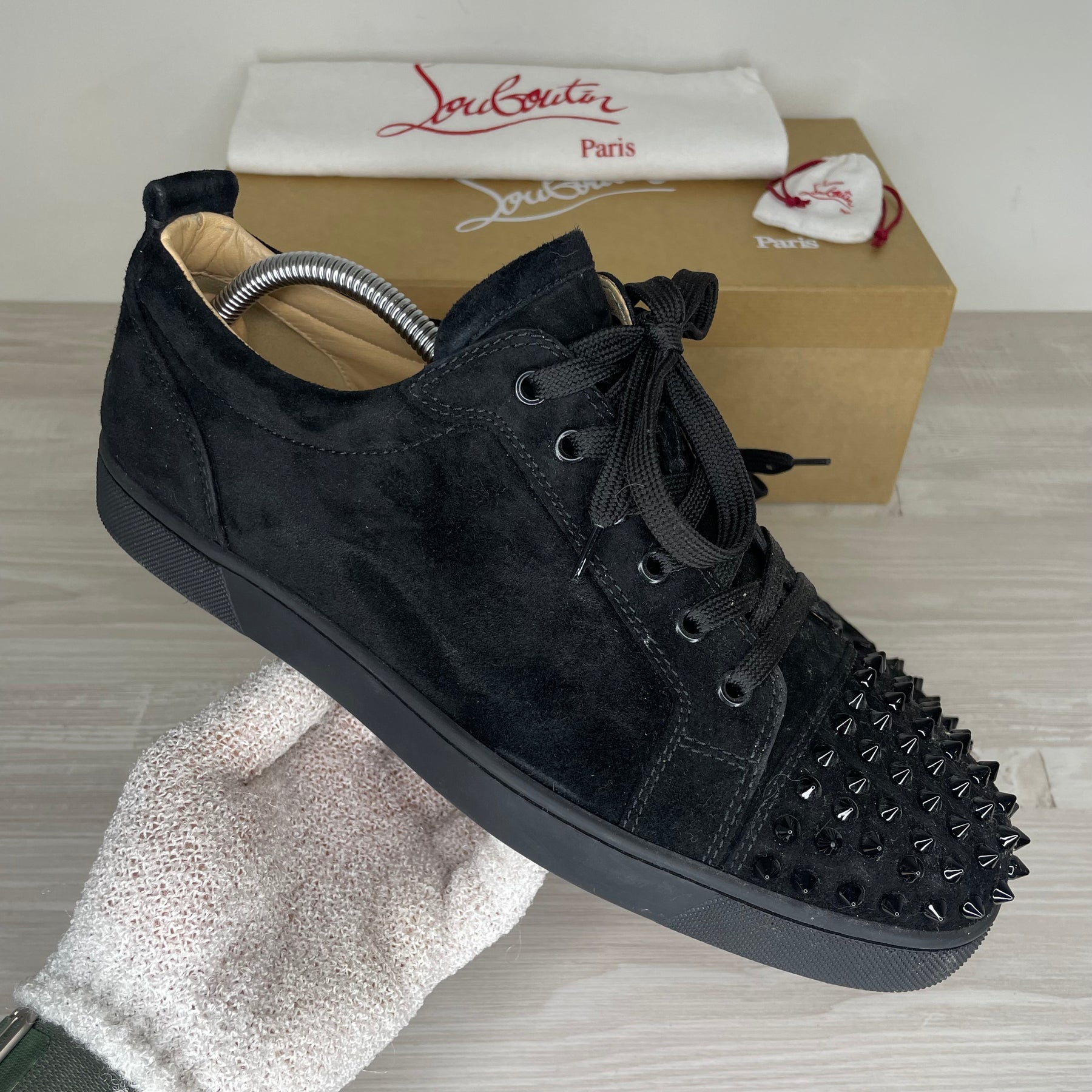 Christian Louboutin Sneakers, 'Sort Ruskind' Junior Spikes (43.5)