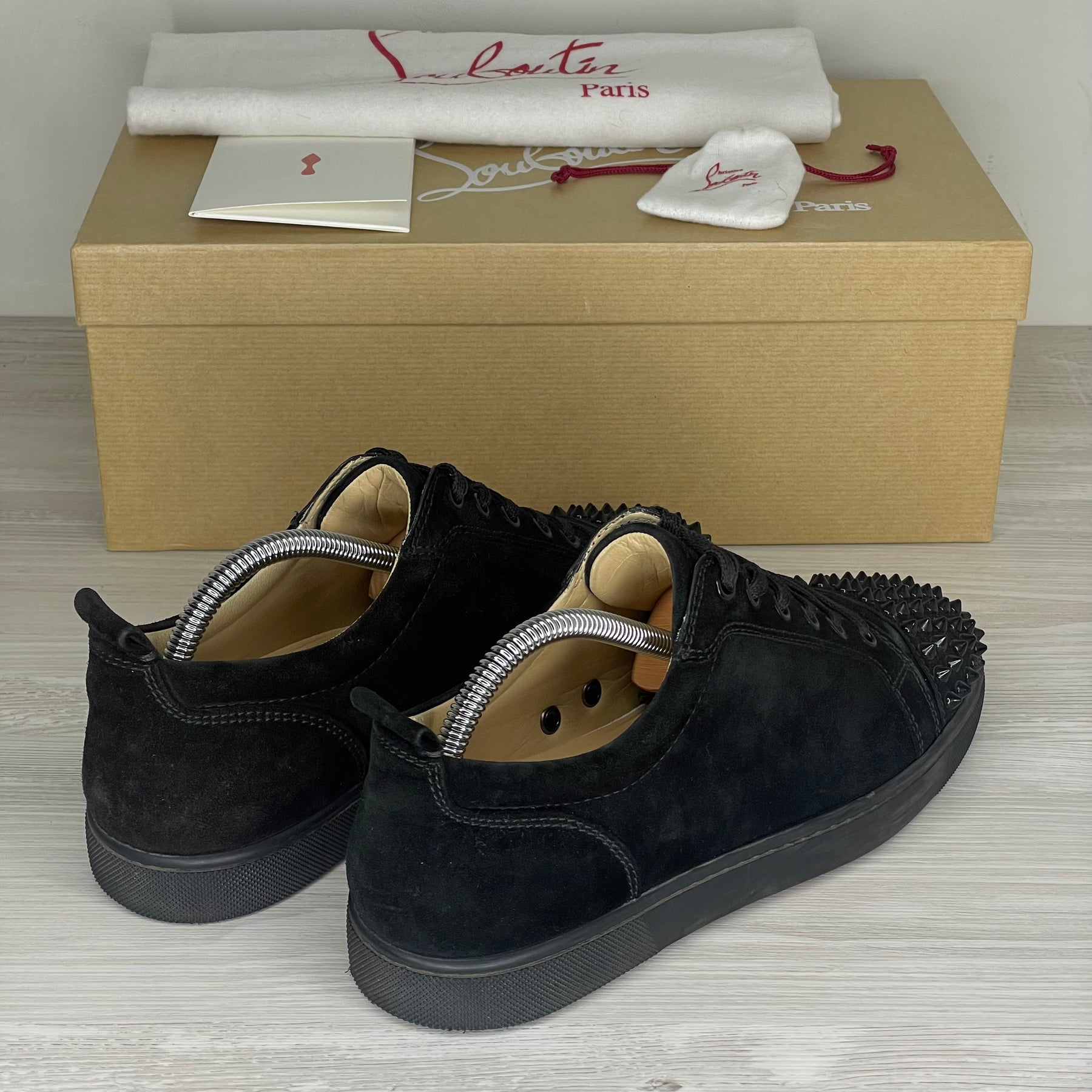 Christian Louboutin Sneakers, 'Black Suede' Junior Spikes (39.5)
