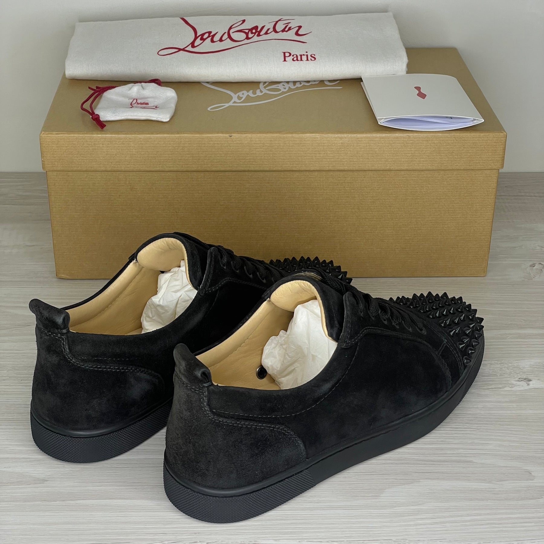 Christian Louboutin Sneakers, 'Sort Ruskind' Junior Spikes (40.5)