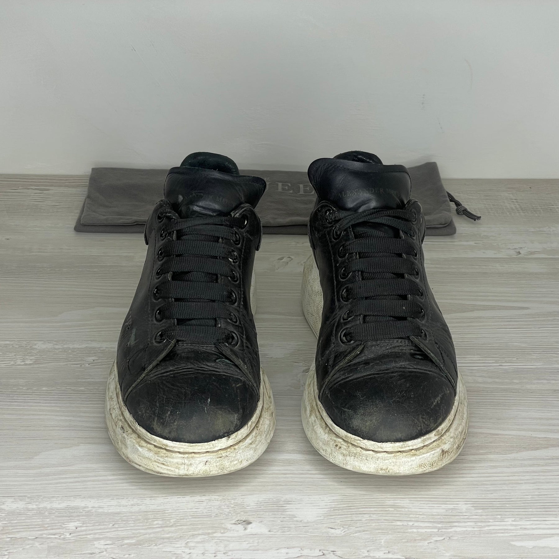 Alexander McQueen Sneakers, 'Sort Læder' Oversized (42)
