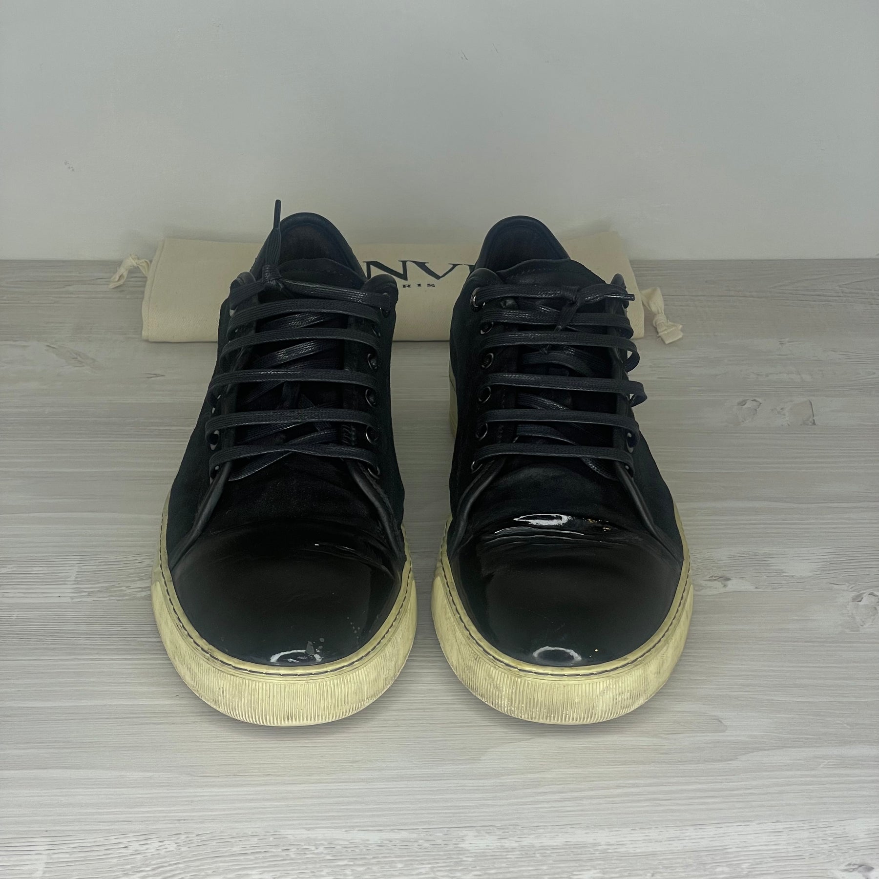 Lanvin Sneakers, 'Black Suede' Lak Toe (46)
