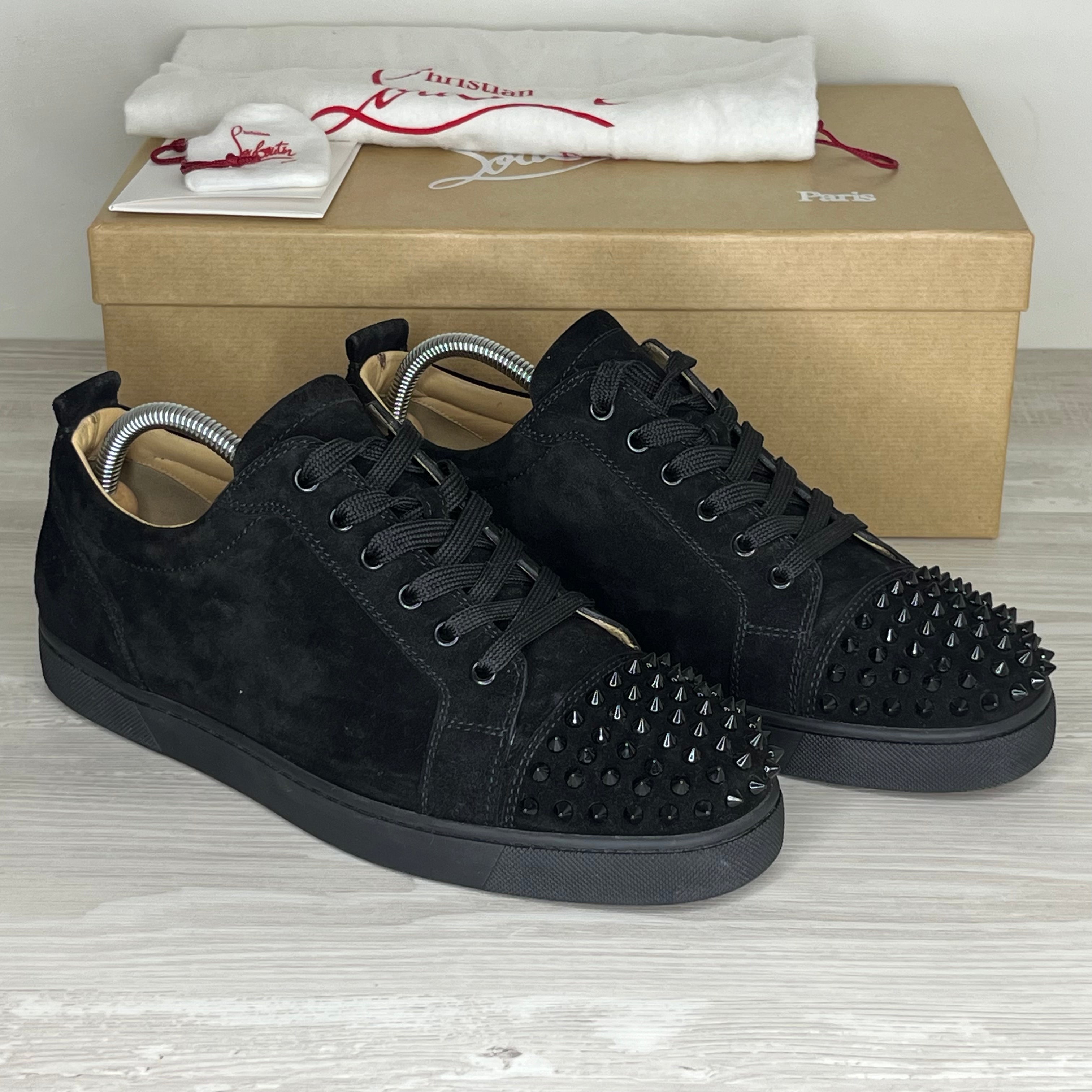 Christian Louboutin Sneakers, 'Black Suede' Junior Spikes (43)