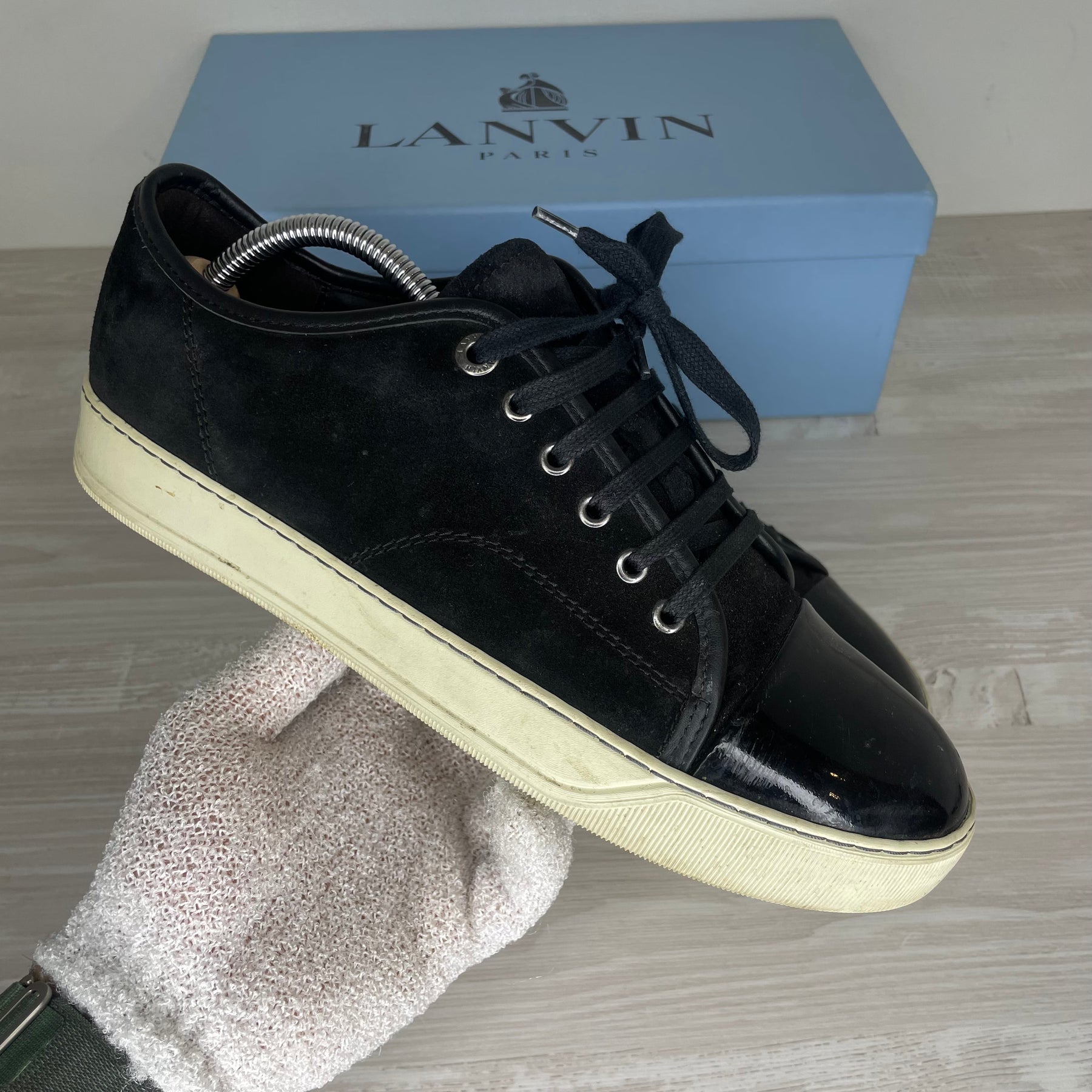 Lanvin Sneakers, 'Sort Ruskind' Lak Toe (41)