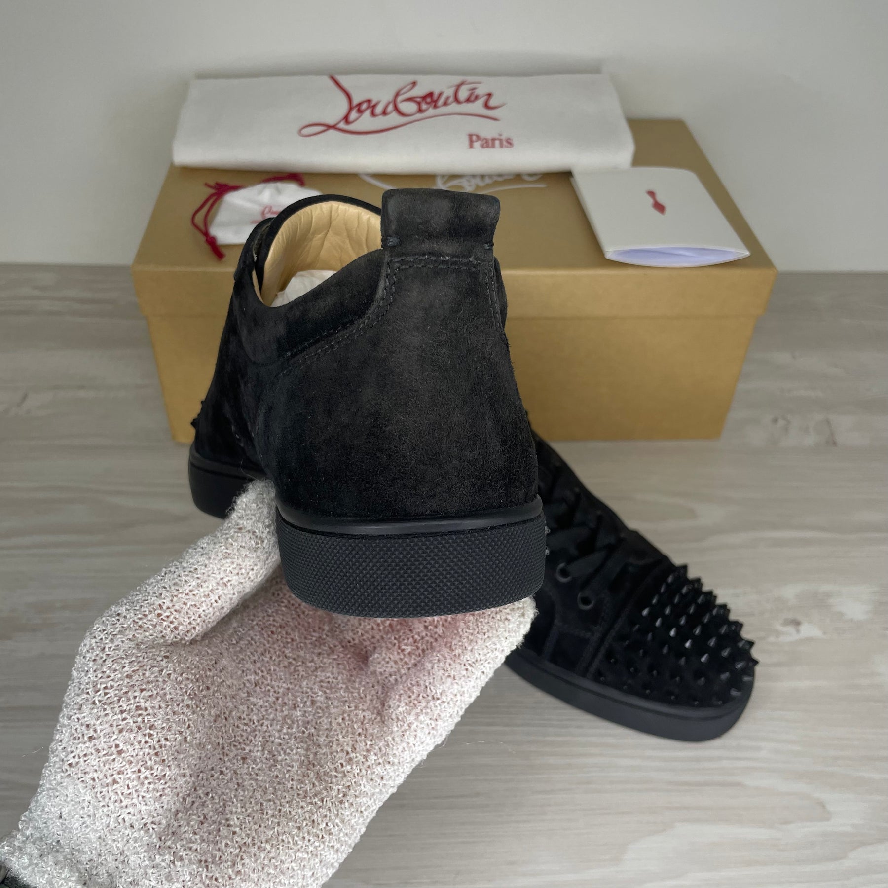 Christian Louboutin Sneakers, 'Sort Ruskind' Junior Spikes (40.5)