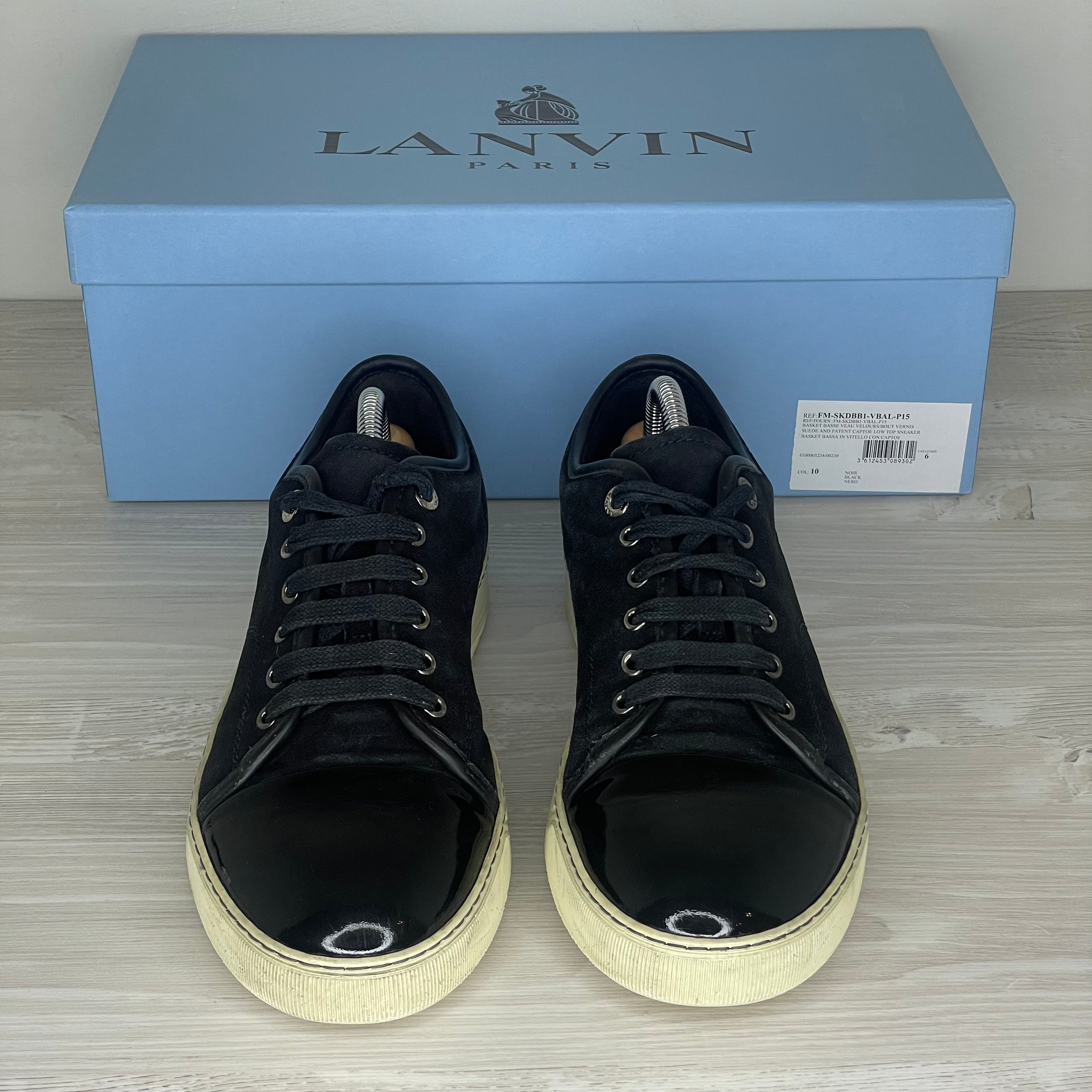 Lanvin Sneakers, 'Sort Ruskind' Lak Toe (40)