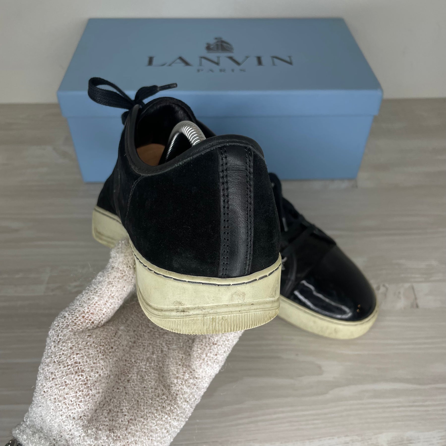 Lanvin Sneakers, 'Sort Ruskind' Lak Toe (41)