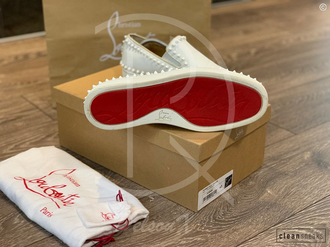 Christian Louboutin White Calf Leather Slip-Ons (43) 👟