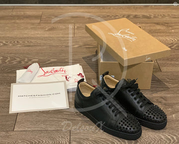 CHRISTIAN LOUBOUTIN ’BLACK LEATHER’ JUNIOR SPIKES (42) 🩸