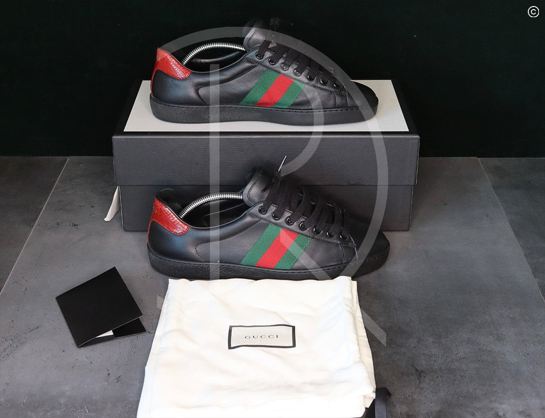 Gucci Ace ’Black Leather’ (41.5) 🐈‍⬛
