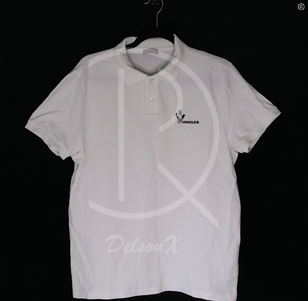 Moncler 'White Manica Corta' Maglia Polo (L) 😎
