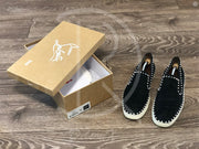 Christian Louboutin 'Black Suede w. Silver Spikes' Pik Boats (45) 👟