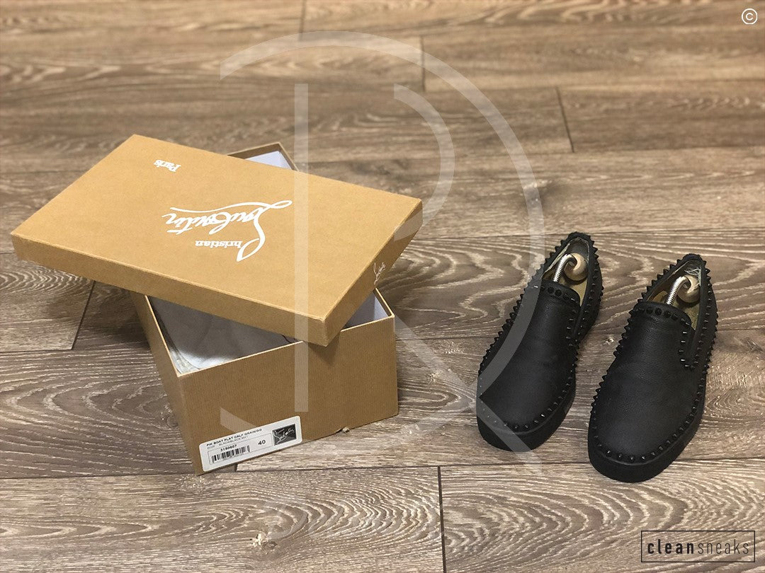 Christian Louboutin 'Black Leather' Pik Boats (40) 👟