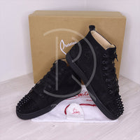 Christian Louboutin Sneakers, 'Black Suede' Lou Spikes High Tops Herre (42) 🩸