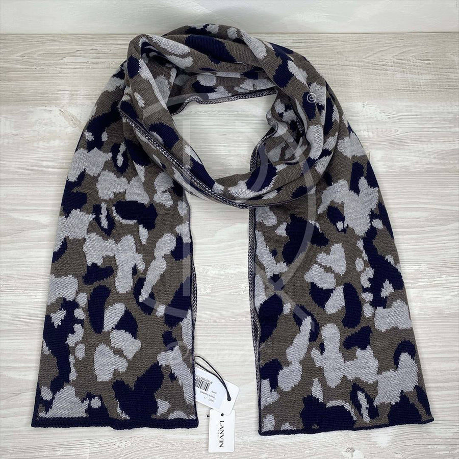 Lanvin Unisex 'Brun Camouflage' Uld Halstørklæde (One Size) 🦬