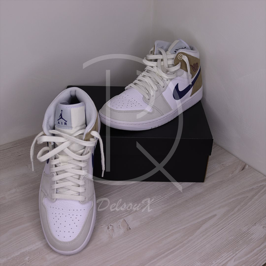 Nike Air Jordan 1 Mid 'Tan Suede Navy' (44) 🍮