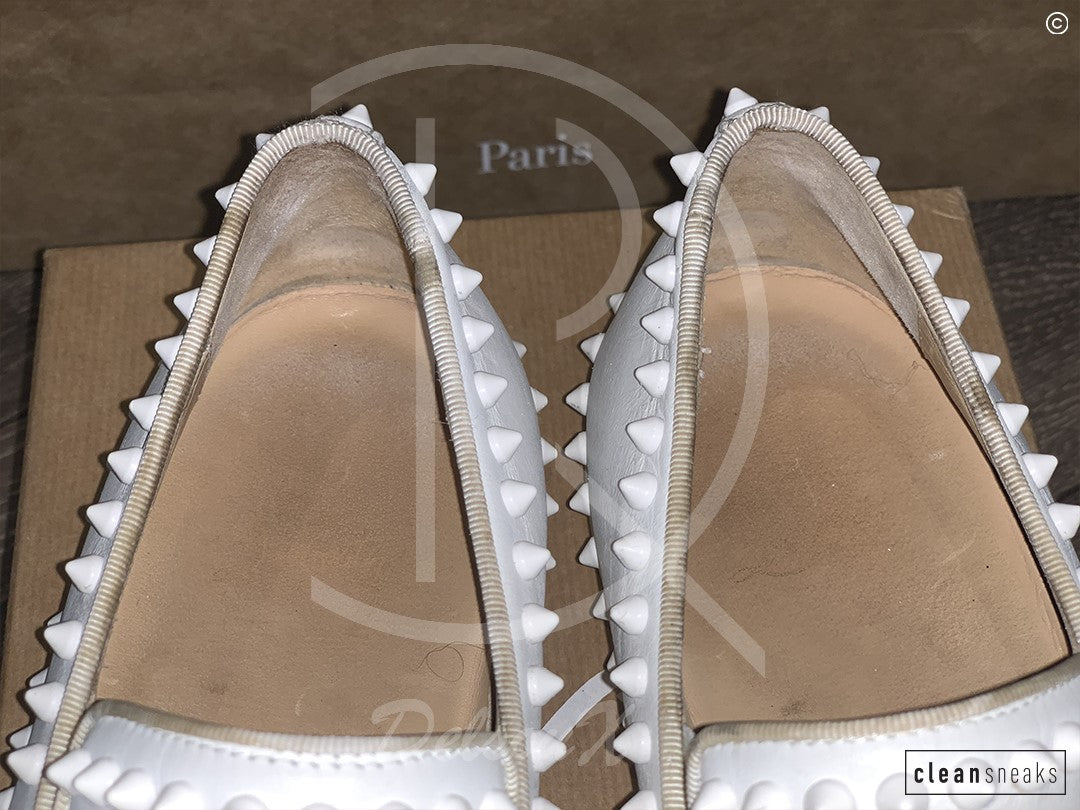 Christian Louboutin White Calf Leather Slip-Ons (43) 👟