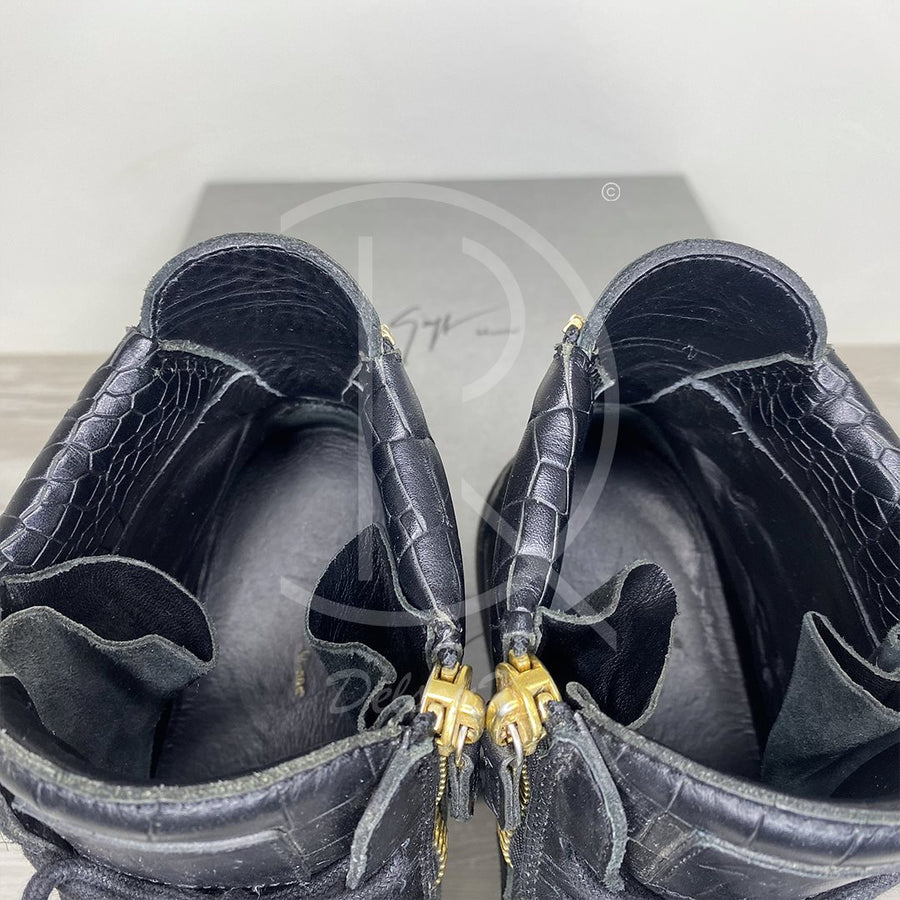 Giuseppe Zanotti 'Black Printed Croc' Double Zip High-tops Herre Sneakers (44) ✔︎