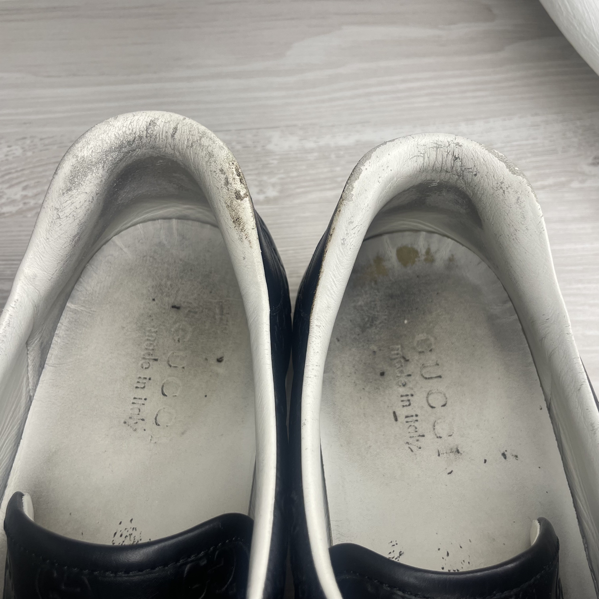 Gucci Sneakers, Ace ’GG Signature’ Black Calf Leather (42.5)