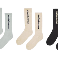 Yeezy Calabasas Sokker, (3 Pack) Core/Glacier/Sand (One Size)