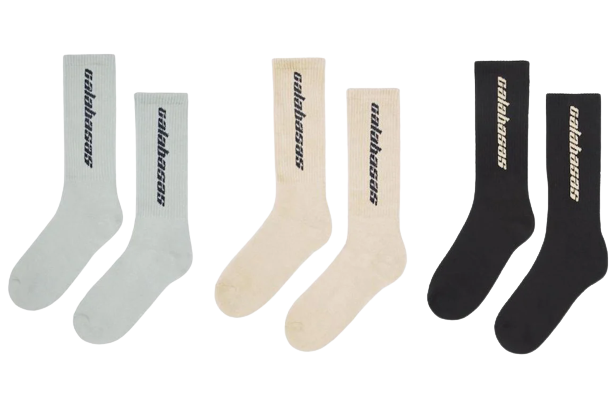 Yeezy Calabasas Sokker, (3 Pack) Core/Glacier/Sand (One Size)