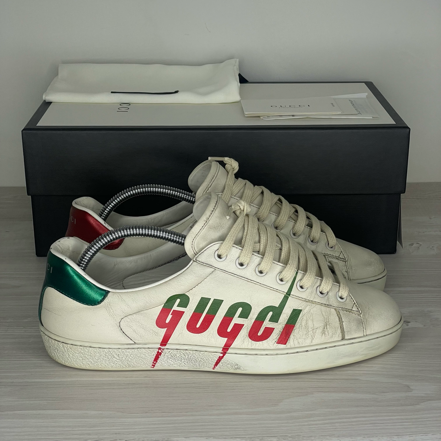 Gucci Sneakers, Ace  'Distressed White' Gucci Blade (42)