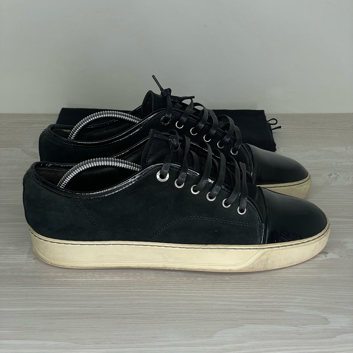 Lanvin Sneakers, 'Black Suede' Lak Toe (41)