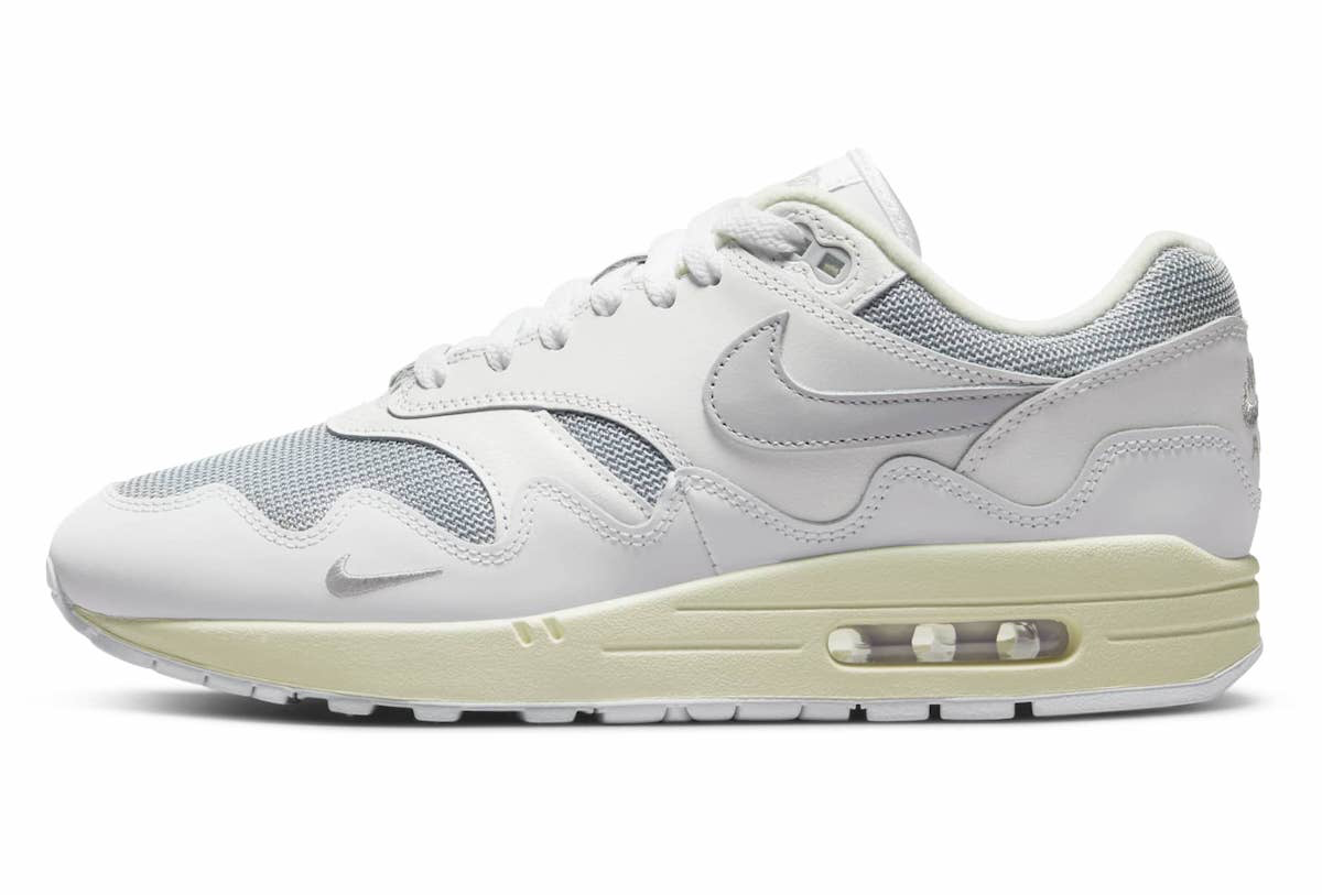 Nike x Patta Sneakers, Air Max 1 'Waves White' Silver