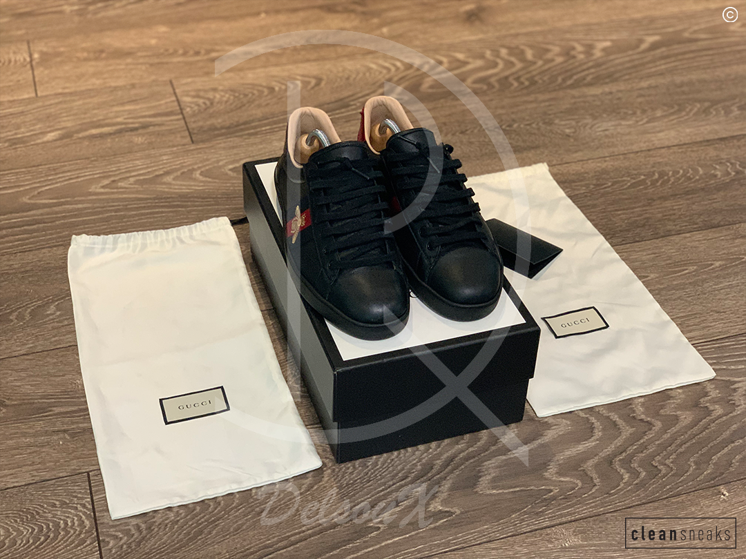 Gucci Ace ’Bee’ Black Leather (44) 🌤