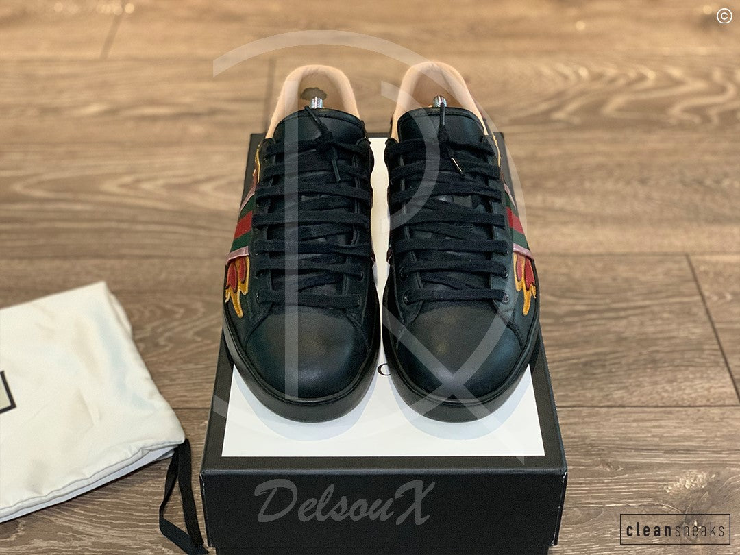 Gucci Ace ’Black Leather’ Flames (42.5) 🔥