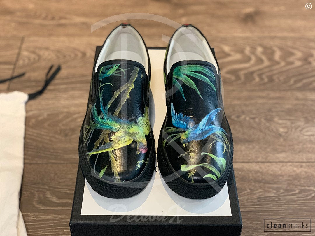 Gucci 'Shanghai St. Tropical Jungle Bird Print' Slip Ons (42) 🤯