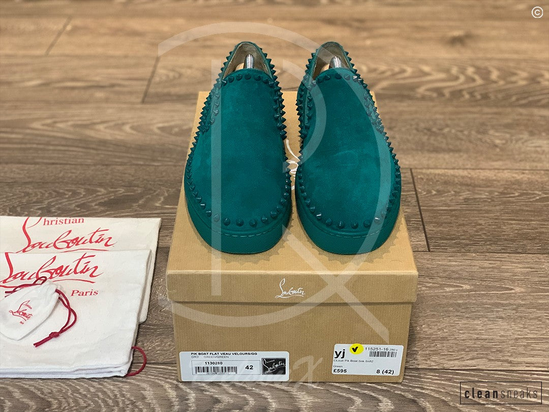 Christian Louboutin 'Green Suede' Pik Boat (42) 🩸
