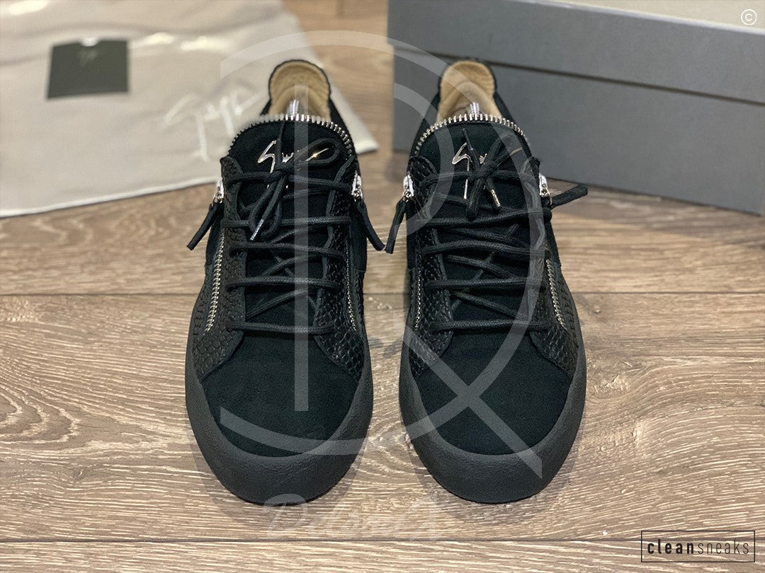 Giuseppe Zanotti 'Frankie' Low Croc Suede W. Silver Zip (41) 🤐
