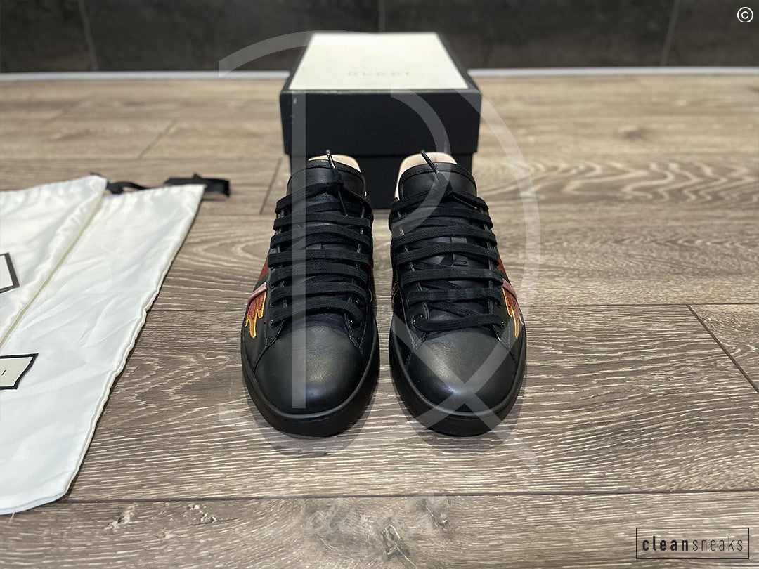 Gucci Ace 'Flames' Black Leather (42.5) 🔥