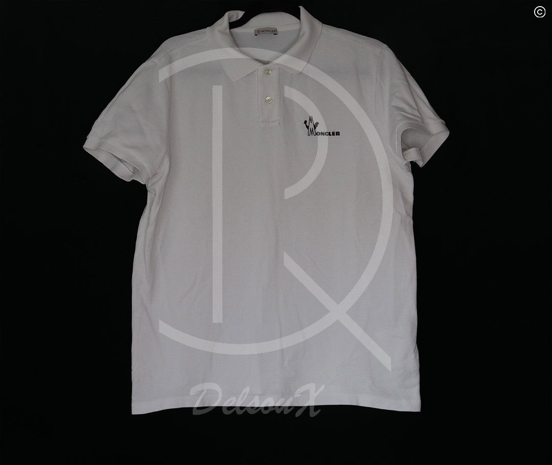 Moncler 'White Manica Corta' Maglia Polo (L) 😎