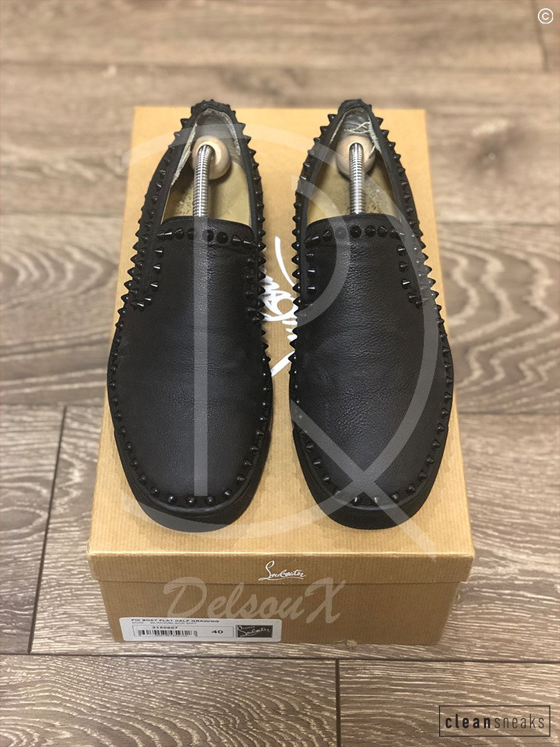 Christian Louboutin 'Black Leather' Pik Boats (40) 👟