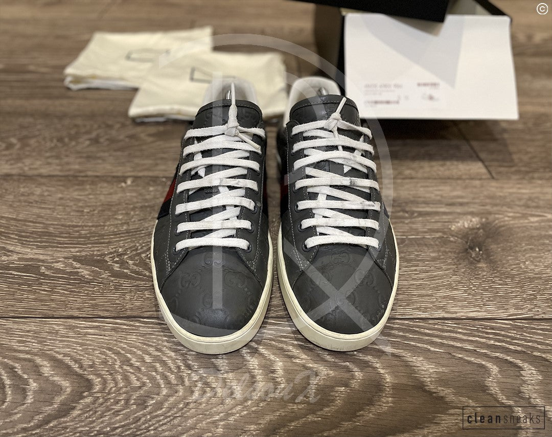 Gucci Ace 'Grey Signature' Leather (43.5) 🌚