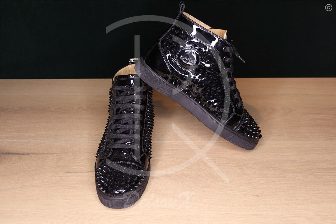 Christian Louboutin Louis Spikes Orlato Flat 'Black Patent Leather' (42) 🕺🏼