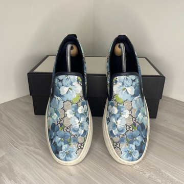 Gucci Sneakers,  Supreme GG Canvas 'Bloom' Print Blue Flower Slip On (43)