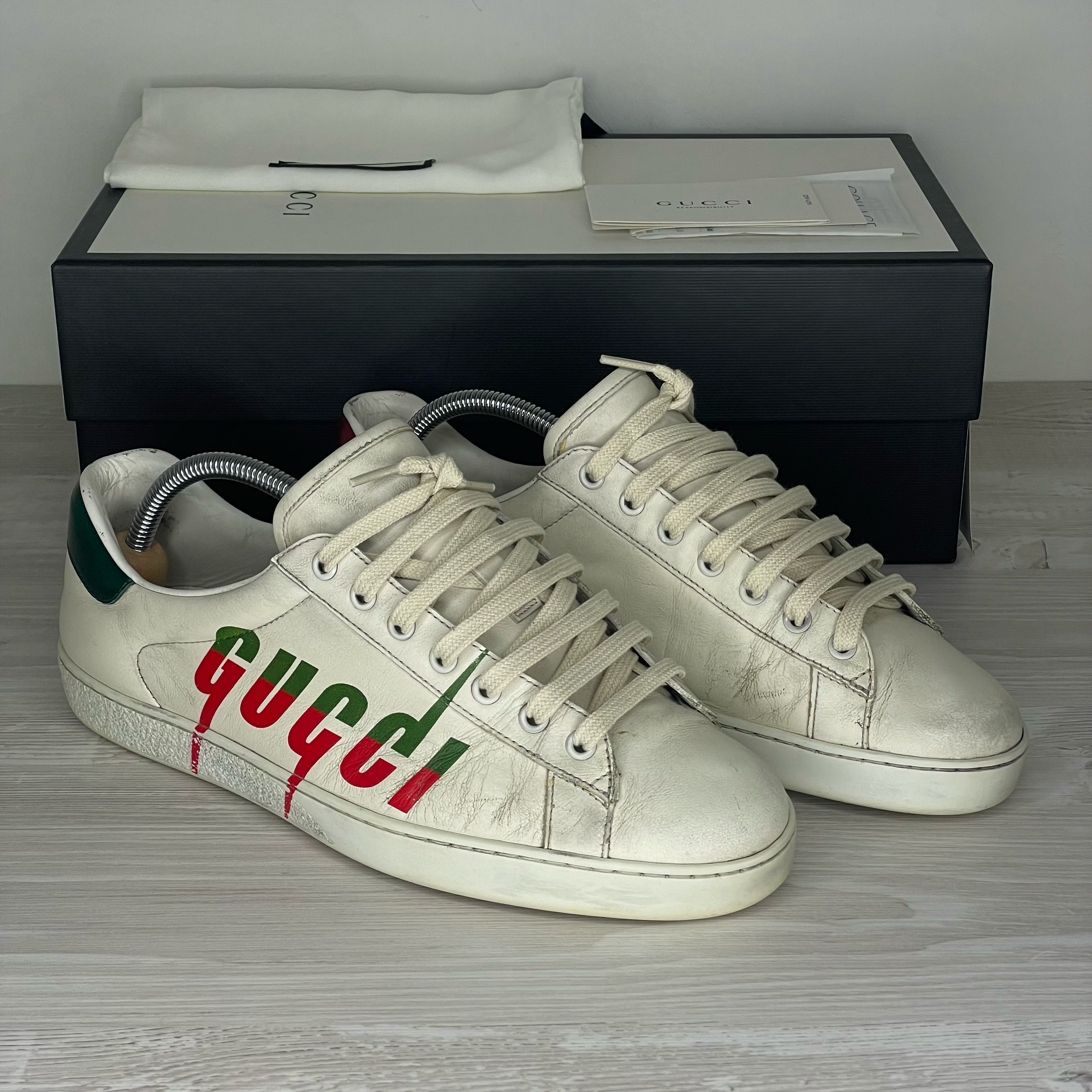 Gucci Sneakers, Ace  'Distressed White' Gucci Blade (42)