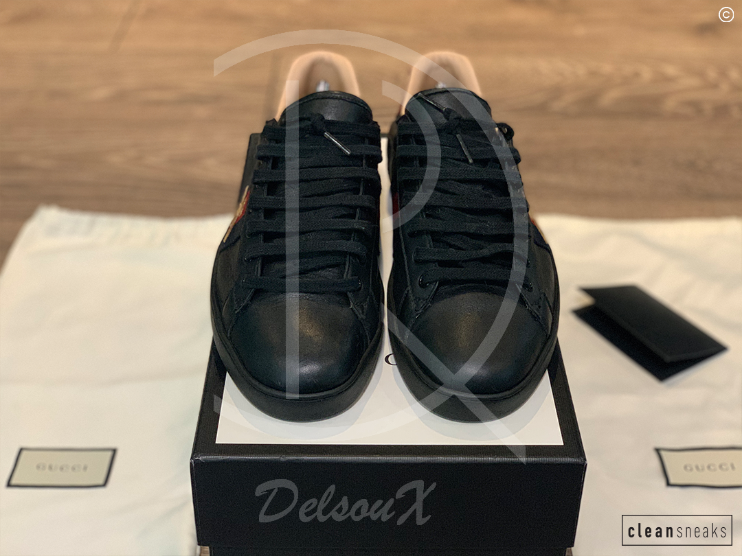 Gucci Ace ’Bee’ Black Leather (44) 🌤