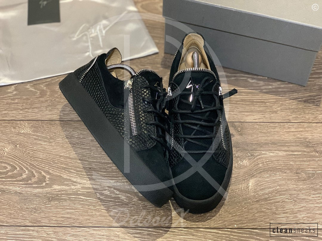 Giuseppe Zanotti 'Frankie' Low Croc Suede W. Silver Zip (41) 🤐