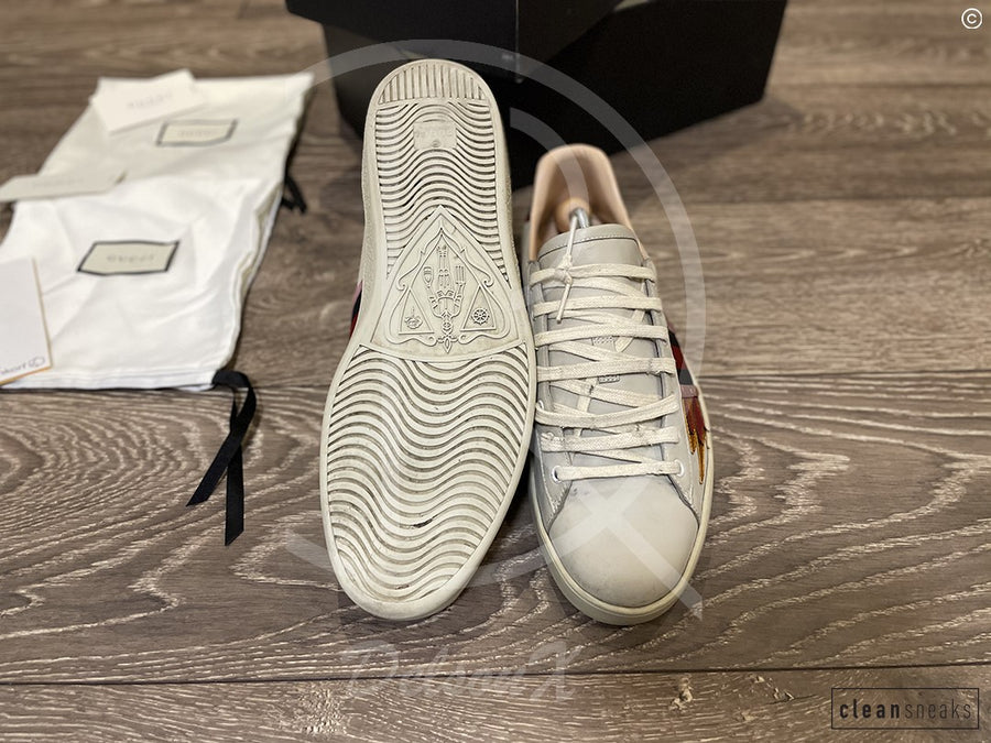 Gucci Ace 'Flames' Beige Leather (45) 🎇