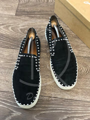 Christian Louboutin 'Black Suede w. Silver Spikes' Pik Boats (45) 👟